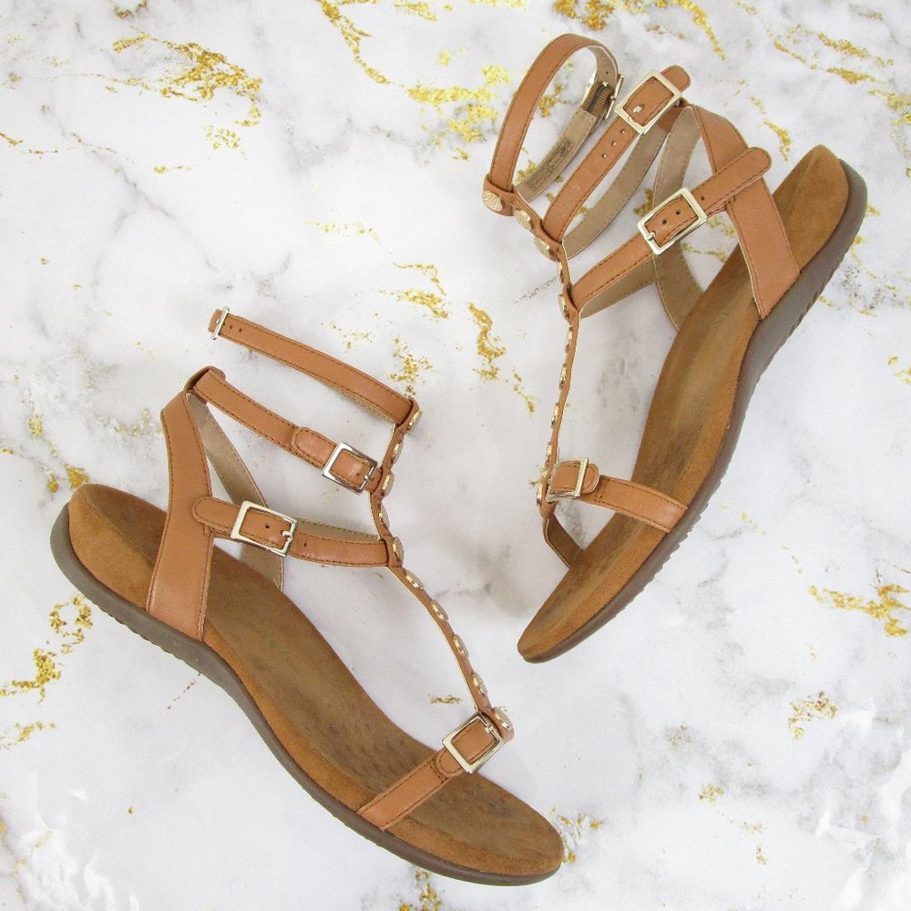 Vionic Tan Leather Sonora Gladiator Sandals